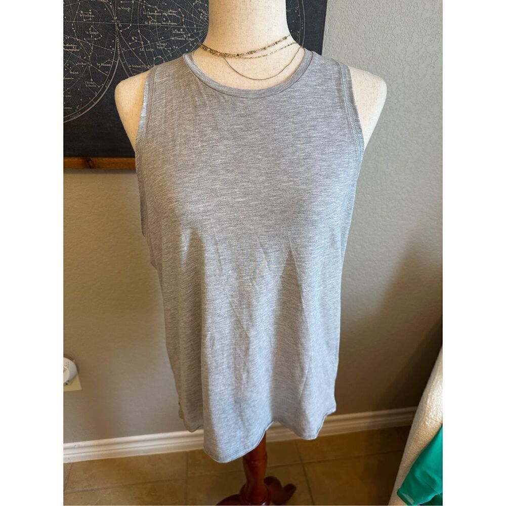 NWT Alara Heather Gray Open Back Lightweight Tank Top Women Size L